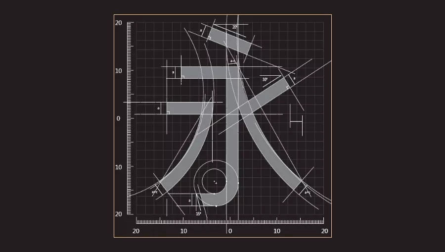 使用日本森澤字體公司原稿網格從畫骨架,勾輪廓,填黒的方式臨摹宋體字